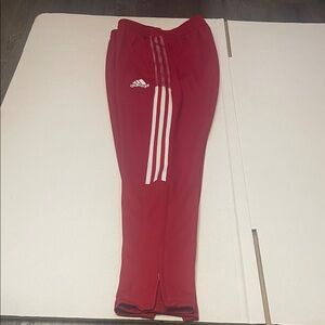 Adidas‎ Men's Red Joggers with White Stripes